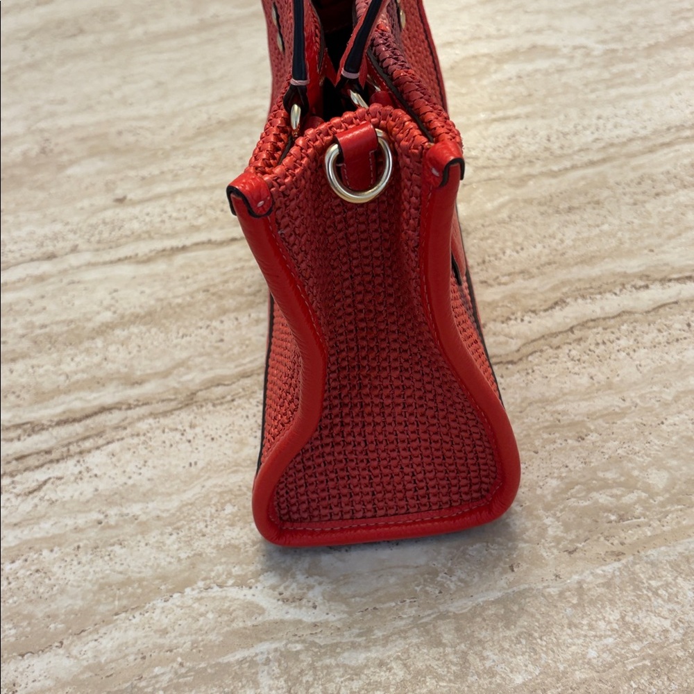 Coach Dempsey Straw Miami Tote 22 Crossbody in Red - Picture 3 of 11